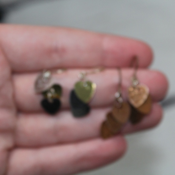 Two Pairs of Sequin Heart Earrings - Picture 2 of 3